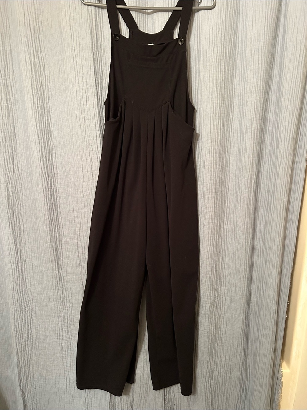 HALARA Black Wide-Leg Overall Jumpsuit with Pockets